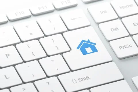 Security concept: Home on computer keyboard background Illustrazione stock