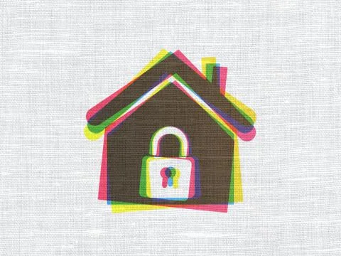 Security concept: Home on fabric texture background Stock-Illustration