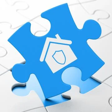 Security concept: Home on puzzle background Stock Illustration