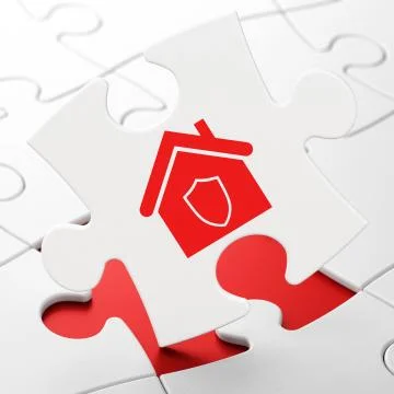 Security concept: Home on puzzle background Illustrazione stock