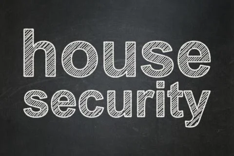 Security concept: House Security on chalkboard background 스톡 일러스트