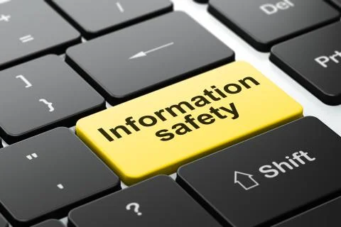 Security concept: Information Safety on computer keyboard background Illustrazione stock