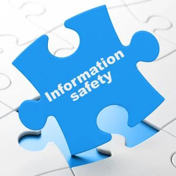 Security concept: Information Safety on puzzle background Stock Illustration