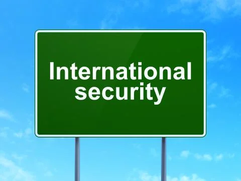 Security concept: International Security on road sign background Ilustração Stock