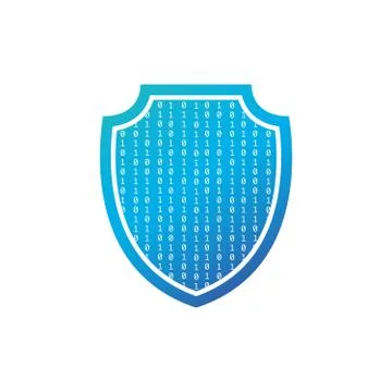 Security concept. Isolated shield with binary code inside the shield. Vector  Stock Illustration