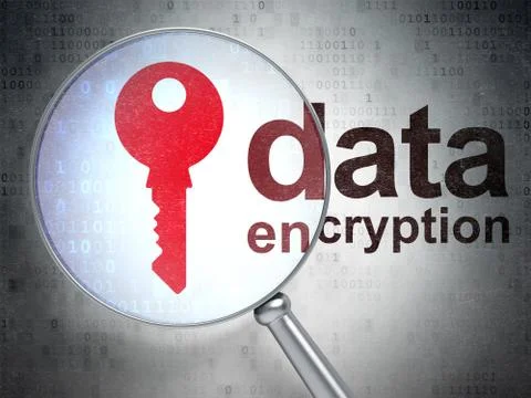 Security concept: Key and Data Encryption with optical glass Illustrazione stock