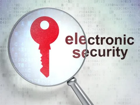 Security concept: Key and Electronic Security with optical glass Stockillustratie