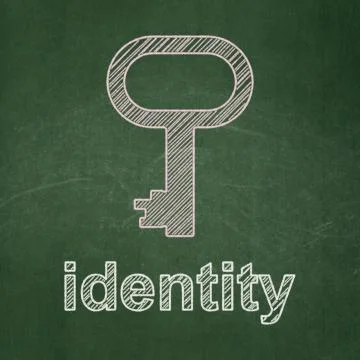 Security concept: Key and Identity on chalkboard background Stockillustratie