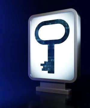 Security concept: Key on billboard background Stock Illustration