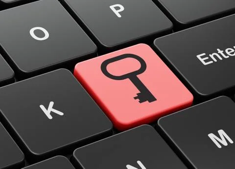 Security concept: Key on computer keyboard background Illustrazione stock