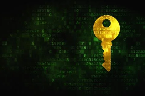Security concept: Key on digital background Stock Illustration