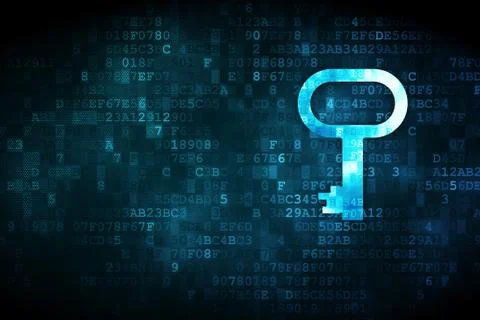Security concept: Key on digital background Stock Illustration