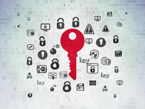 Security concept: Key on Digital Data Paper background Stock Illustration