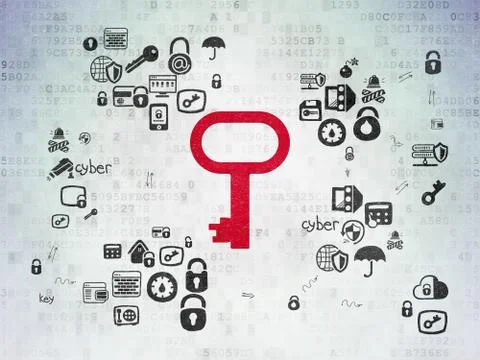 Security concept: Key on Digital Paper background 스톡 일러스트