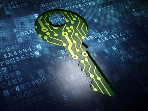 Security concept: Key on digital screen background Stockillustratie