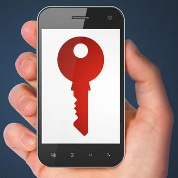 Security concept: Key on smartphone Stockillustratie
