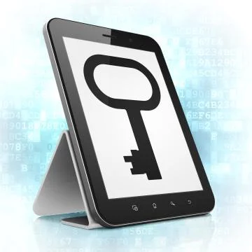Security concept: Key on tablet pc computer Stockillustratie
