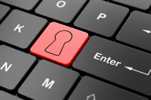 Security concept: Keyhole on computer keyboard background イラスト素材