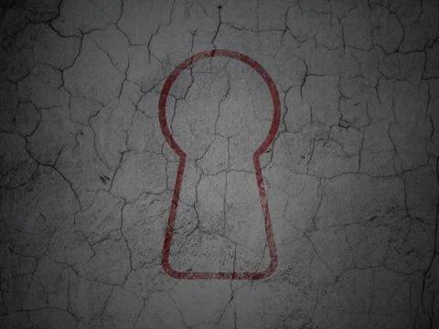 Security concept: Keyhole on grunge wall background 库存插图