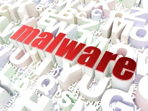 Security concept: Malware on alphabet background Illustrazione stock