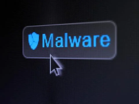 Security concept: Malware and Broken Shield on digital button Stock Illustration