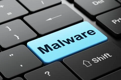 Security concept: Malware on computer keyboard background Illustrazione stock