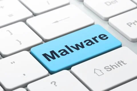 Security concept: Malware on computer keyboard background Illustrazione stock