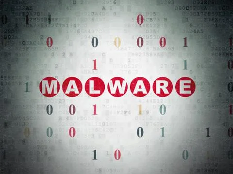 Security concept: Malware on Digital Data Paper background Illustrazione stock