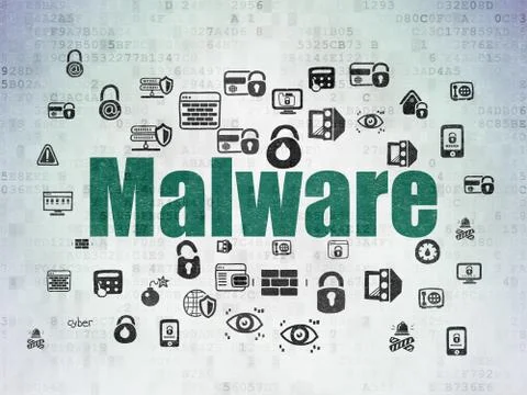 Security concept: Malware on Digital Data Paper background Illustrazione stock
