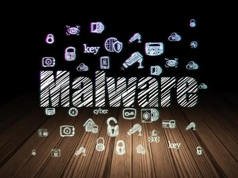 Security concept: Malware in grunge dark room Stock Illustration