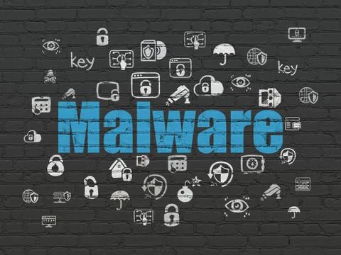 Security concept: Malware on wall background Stock Illustration