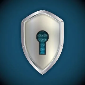 Security concept: metal silver shield Stock Illustration