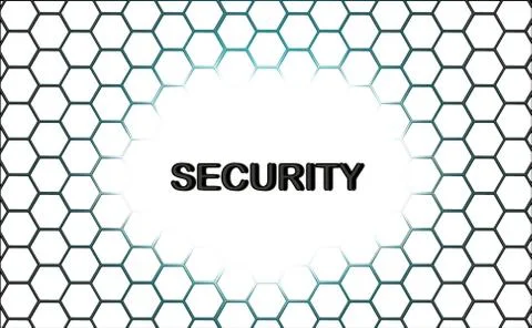 Security concept. Metallic net with blue accents and inscription: security in Stock Illustration