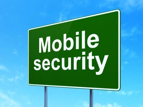 Security concept: Mobile Security on road sign background イラスト素材