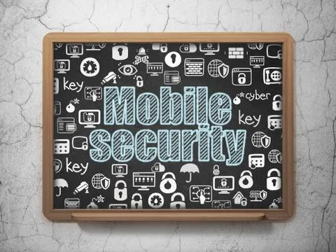 Security concept: Mobile Security on School board background Ilustração Stock