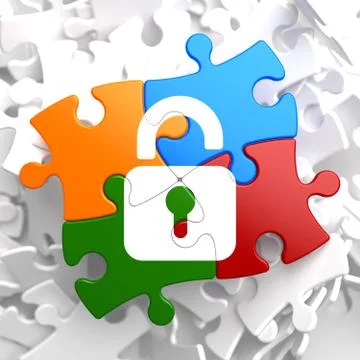 Security Concept on Multicolor Puzzle. Stock Illustration