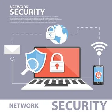 Security Concept Network isometric icons Background Stock Illustration