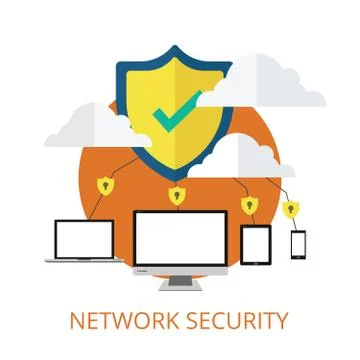 Security Concept Network Isometric Icons Background Stock Illustration