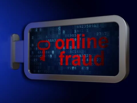 Security concept: Online Fraud and Key on billboard background Stock Illustration
