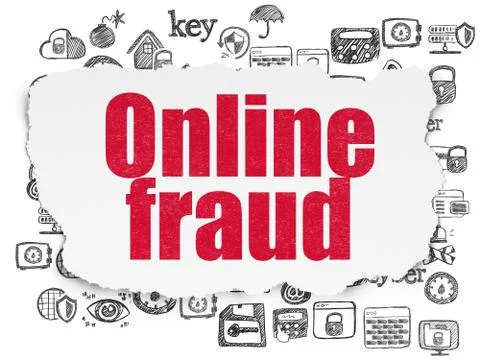 Security concept: Online Fraud on Torn Paper background Stock Illustration