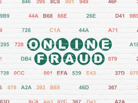 Security concept: Online Fraud on wall background Illustrazione stock
