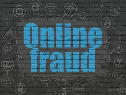 Security concept: Online Fraud on wall background Stock Illustration