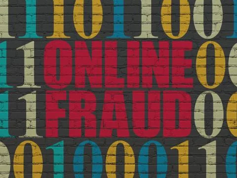 Security concept: Online Fraud on wall background Stock Illustration