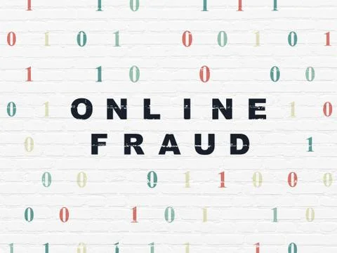 Security concept: Online Fraud on wall background Stock Illustration