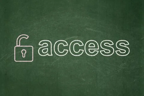 Security concept: Opened Padlock and Access on chalkboard background Illustrazione stock