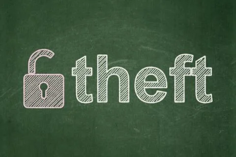 Security concept: Opened Padlock and Theft on chalkboard Stock Illustration