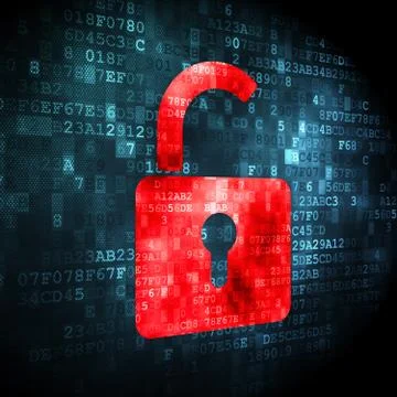 Security concept: opened padlock on digital background Stock Illustration