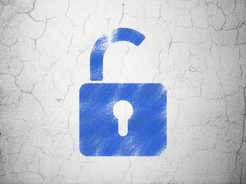 Security concept: Opened Padlock on wall background 스톡 일러스트