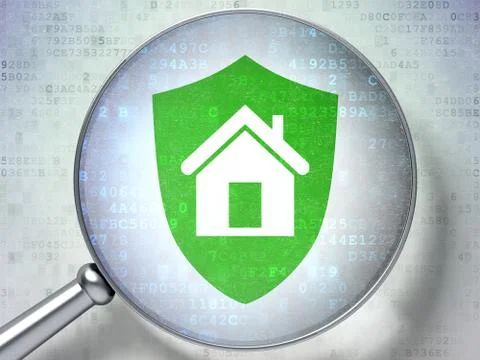 Security concept: optical glass with Shield icon 库存插图