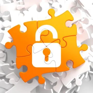 Security Concept on Orange Puzzle. 스톡 일러스트
